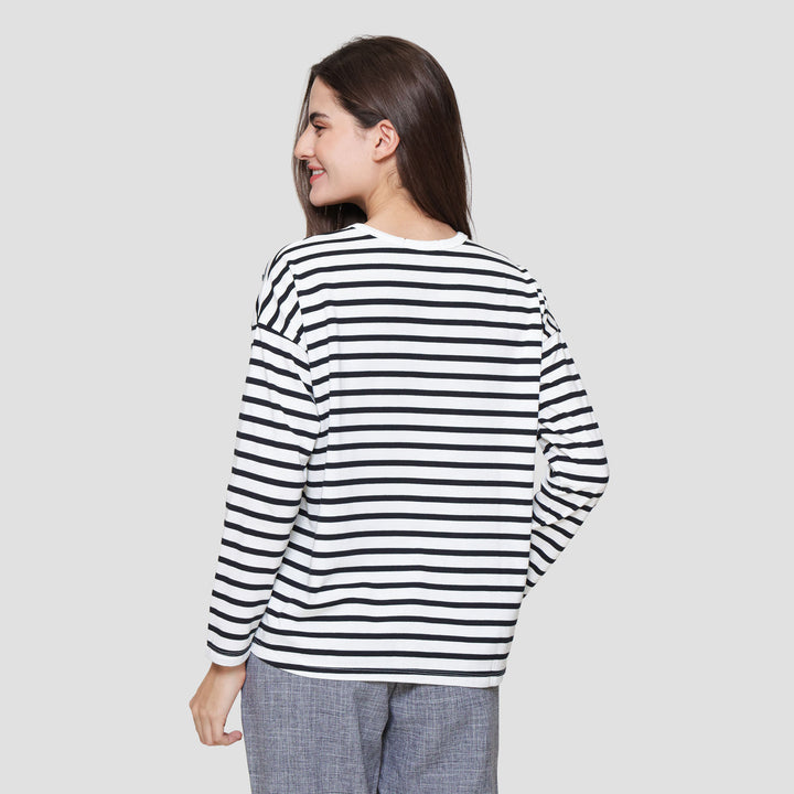 Connexion Drop Shldr Stripe Kaos Wanita