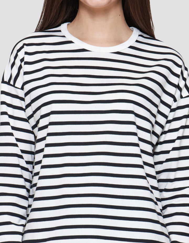 Connexion Drop Shldr Stripe Kaos Wanita