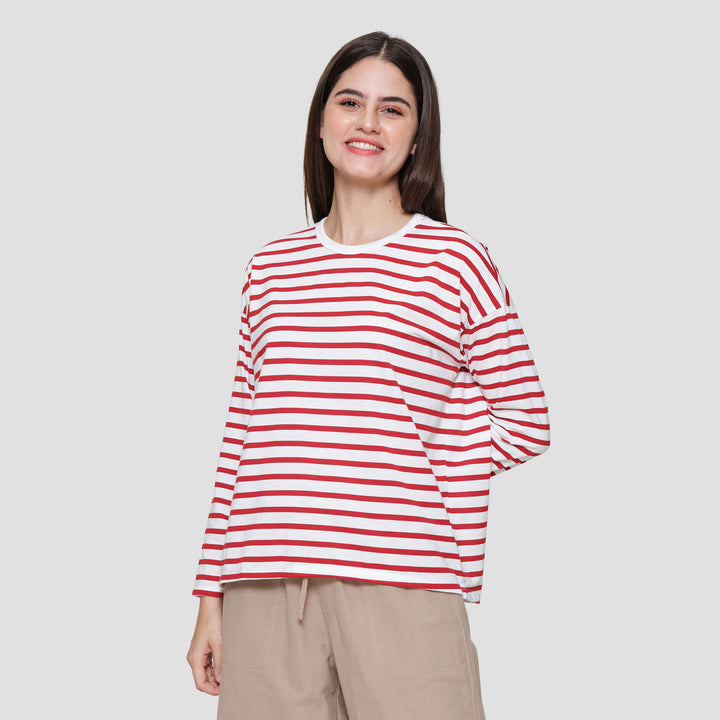Connexion Drop Shldr Stripe Kaos Wanita