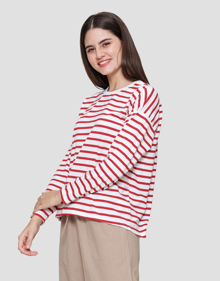 Connexion Drop Shldr Stripe Kaos Wanita
