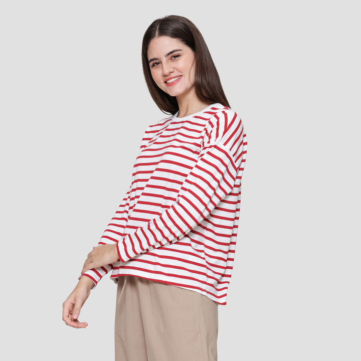 Connexion Drop Shldr Stripe Kaos Wanita