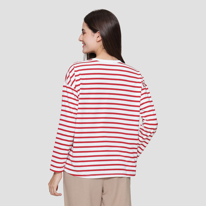 Connexion Drop Shldr Stripe Kaos Wanita