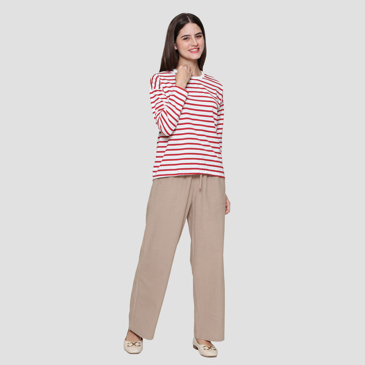 Connexion Drop Shldr Stripe Kaos Wanita