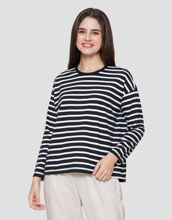 Connexion Drop Shldr Stripe Kaos Wanita