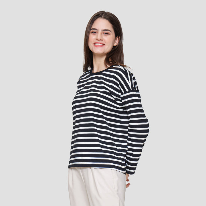 Connexion Drop Shldr Stripe Kaos Wanita
