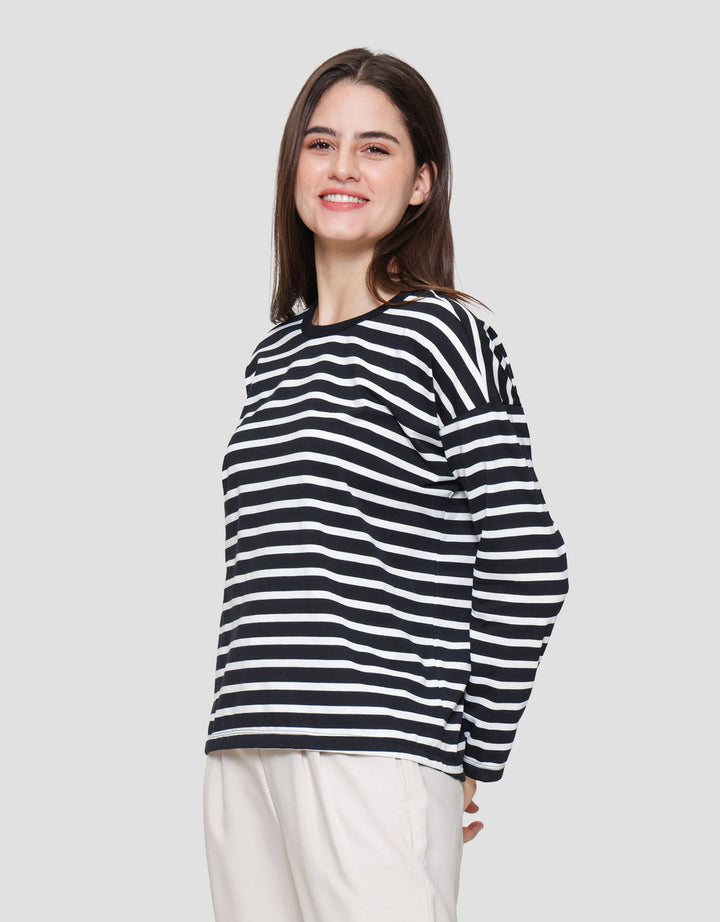 Connexion Drop Shldr Stripe Kaos Wanita