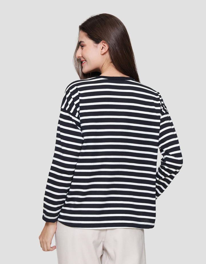 Connexion Drop Shldr Stripe Kaos Wanita