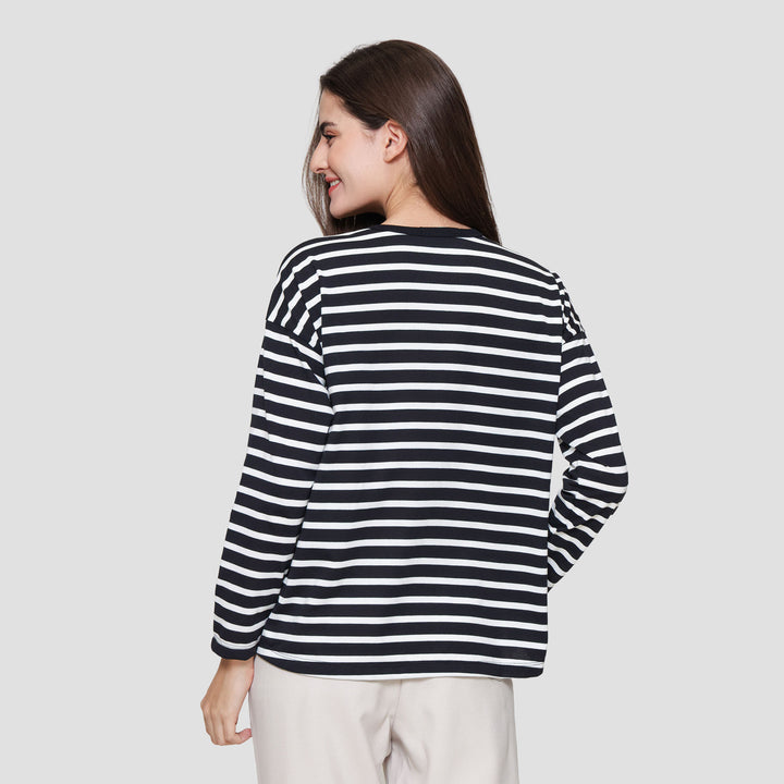 Connexion Drop Shldr Stripe Kaos Wanita