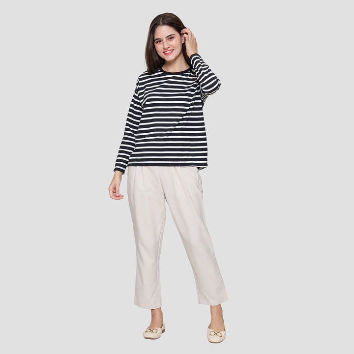 Connexion Drop Shldr Stripe Kaos Wanita