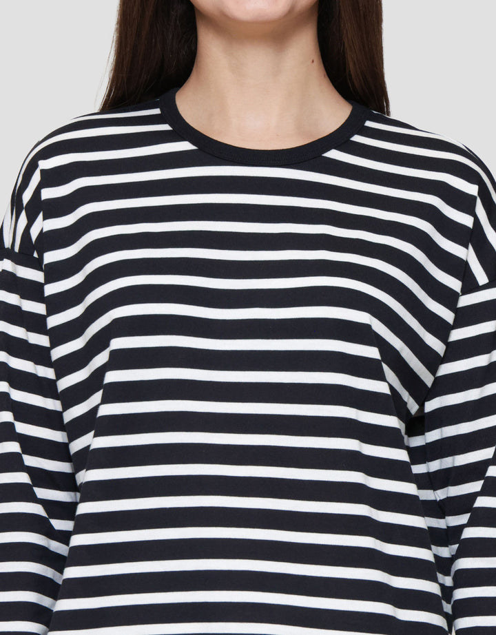 Connexion Drop Shldr Stripe Kaos Wanita