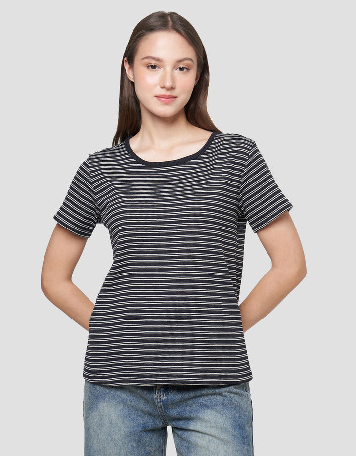 Connexion Rib Stripe Kaos Wanita