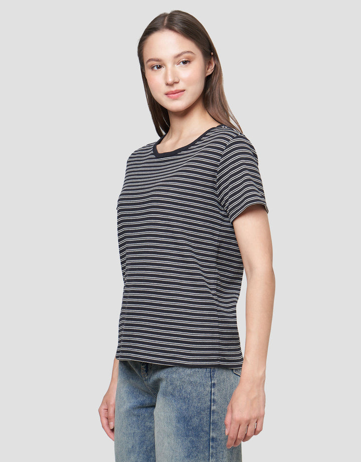 Connexion Rib Stripe Kaos Wanita