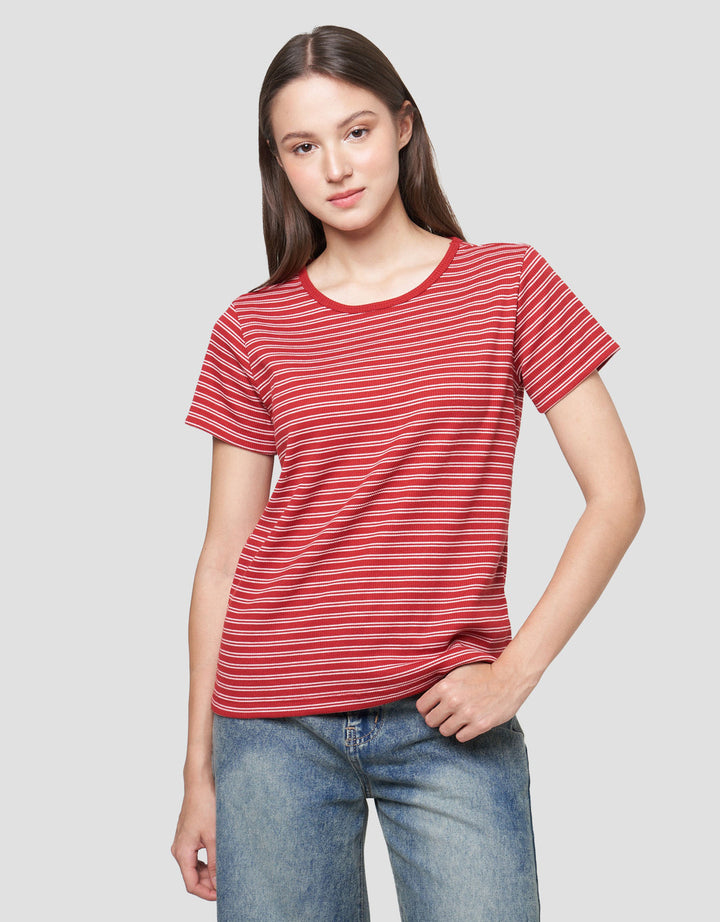 Connexion Rib Stripe Kaos Wanita