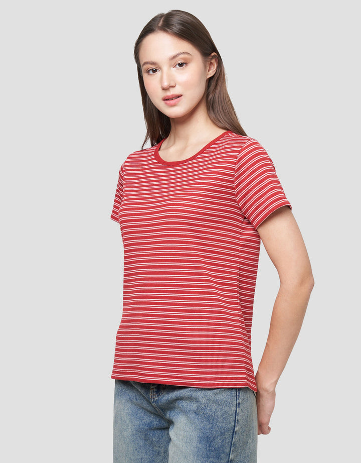 Connexion Rib Stripe Kaos Wanita