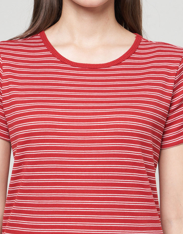 Connexion Rib Stripe Kaos Wanita