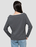 Connexion Boat Neck Stripe Kaos Lengan Panjang Wanita