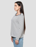 Connexion Boat Neck Stripe Kaos Lengan Panjang Wanita