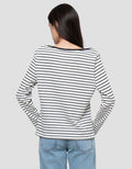 Connexion Boat Neck Stripe Kaos Lengan Panjang Wanita