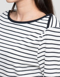 Connexion Boat Neck Stripe Kaos Lengan Panjang Wanita