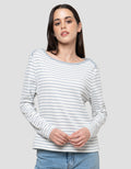 Connexion Boat Neck Stripe Kaos Lengan Panjang Wanita