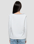 Connexion Boat Neck Stripe Kaos Lengan Panjang Wanita