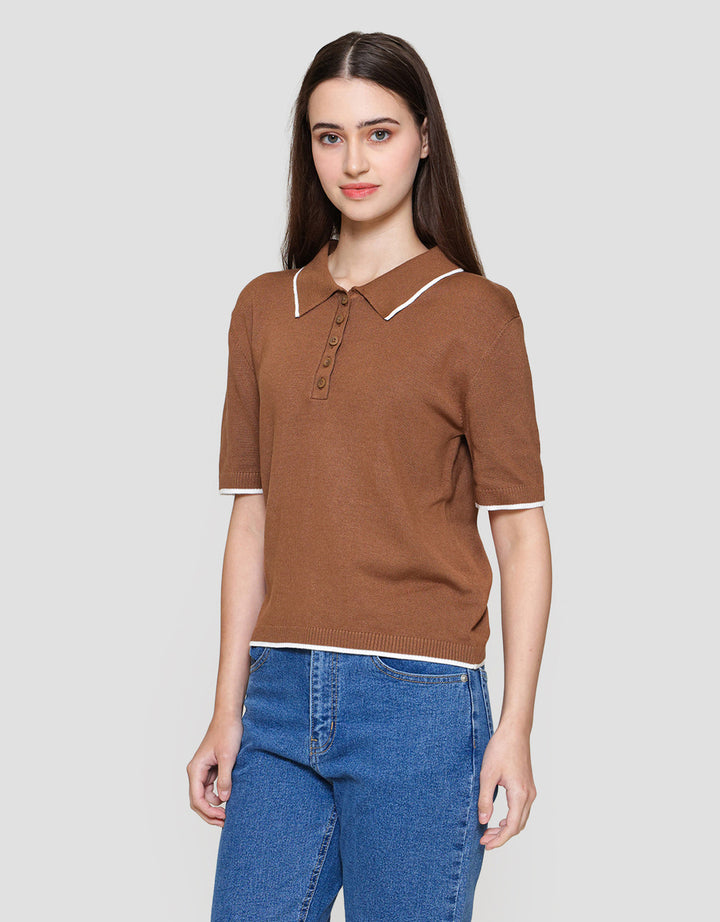 Connexion Rajut Kerah List Kaos Wanita