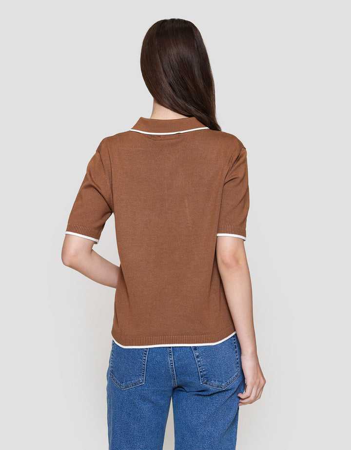 Connexion Rajut Kerah List Kaos Wanita