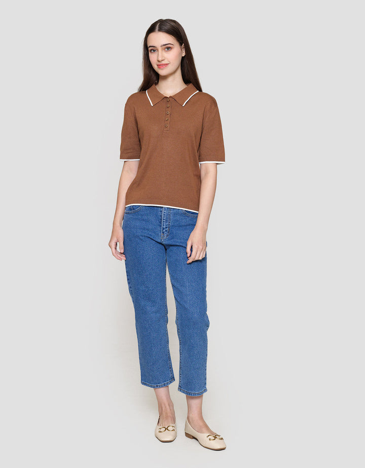 Connexion Rajut Kerah List Kaos Wanita