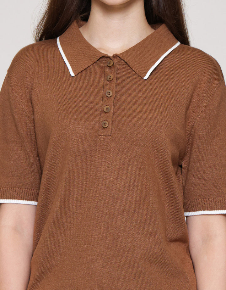 Connexion Rajut Kerah List Kaos Wanita