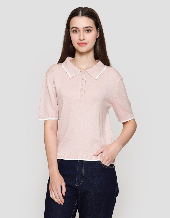 Connexion Rajut Kerah List Kaos Wanita