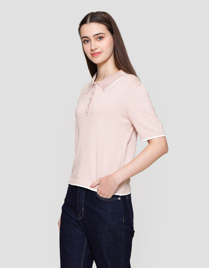 Connexion Rajut Kerah List Kaos Wanita