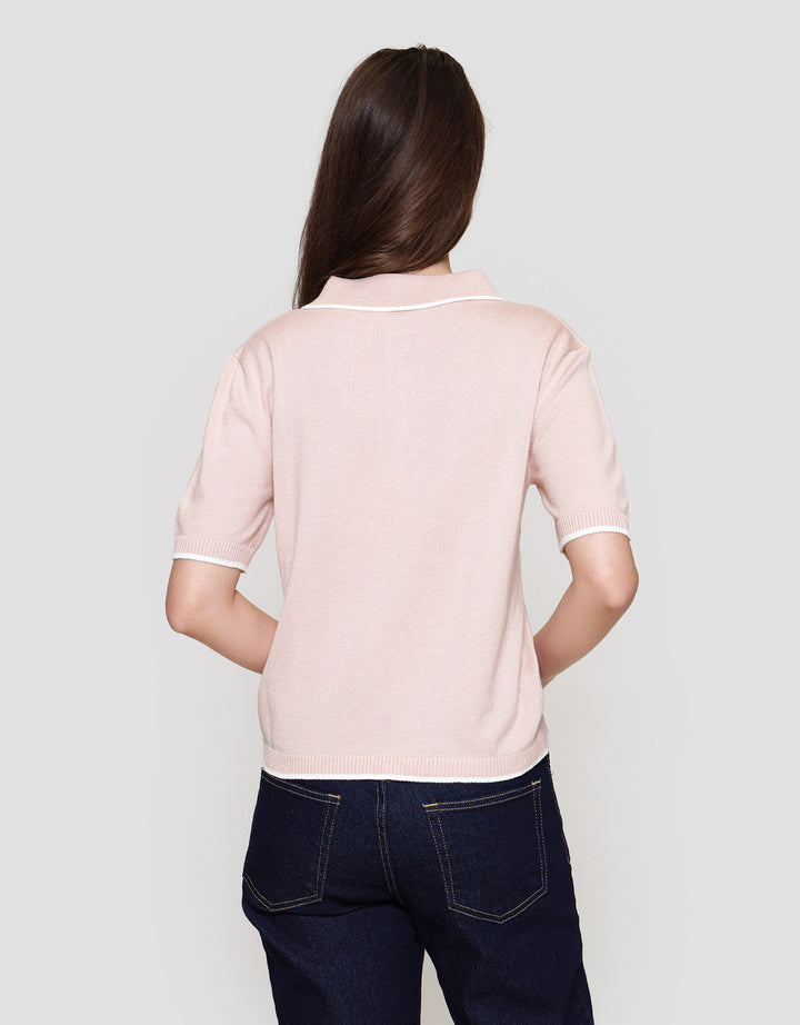 Connexion Rajut Kerah List Kaos Wanita