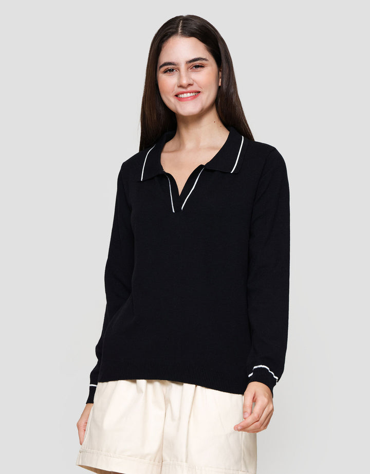 Connexion Rajut List Kaos Lengan Panjang Wanita