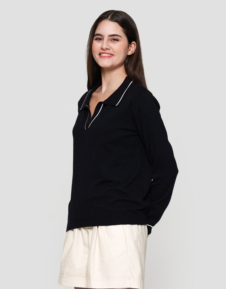 Connexion Rajut List Kaos Lengan Panjang Wanita