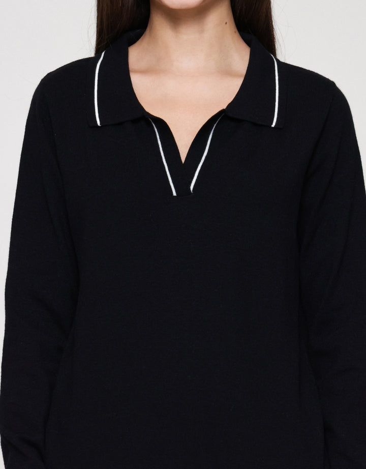 Connexion Rajut List Kaos Lengan Panjang Wanita