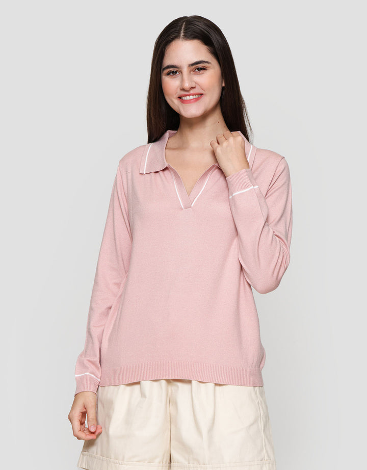 Connexion Rajut List Kaos Lengan Panjang Wanita