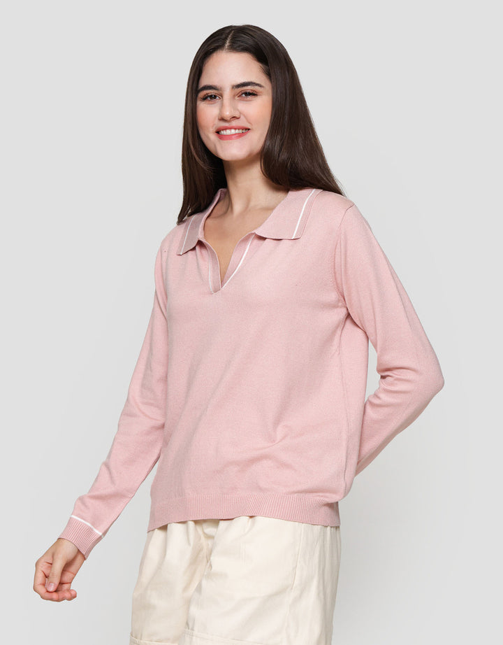 Connexion Rajut List Kaos Lengan Panjang Wanita