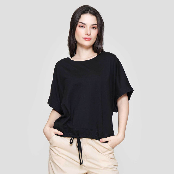 Connexion Drawstring Kaos Oversize Wanita