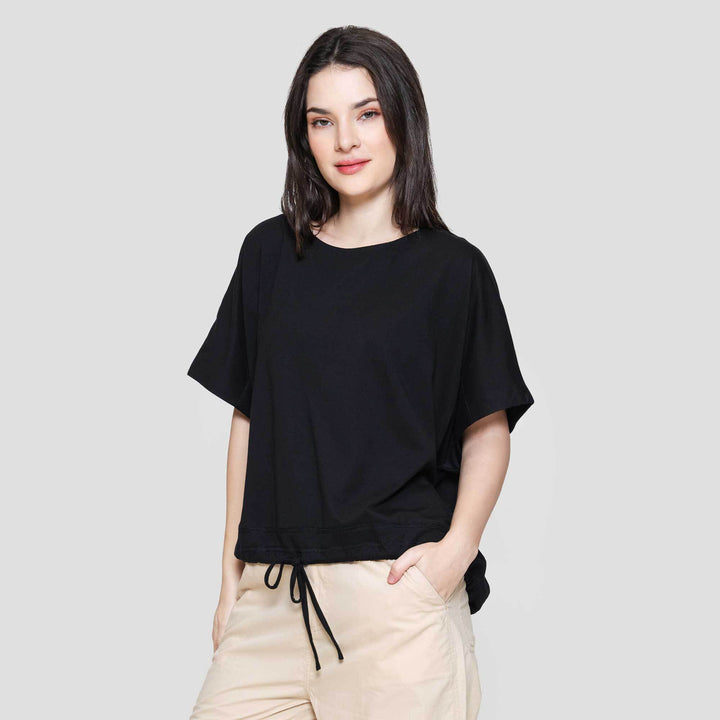 Connexion Drawstring Kaos Oversize Wanita