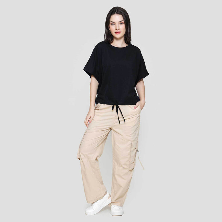 Connexion Drawstring Kaos Oversize Wanita