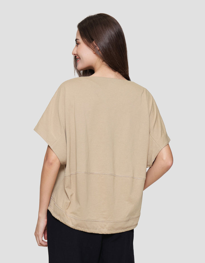 Connexion Drawstring Kaos Oversize Wanita