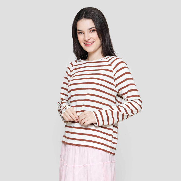 Connexion Raglan Garis Kaos Wanita