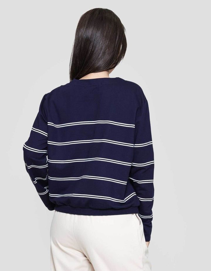 Connexion Garis V Neck Cardigan Wanita