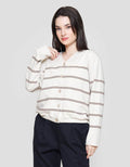 Connexion Garis V Neck Cardigan Wanita