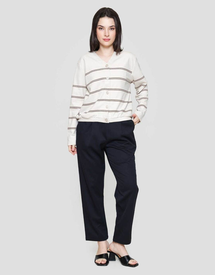 Connexion Garis V Neck Cardigan Wanita