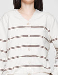 Connexion Garis V Neck Cardigan Wanita