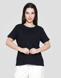 Connexion Knit Enzyme Basic Kaos Lengan Pendek Wanita
