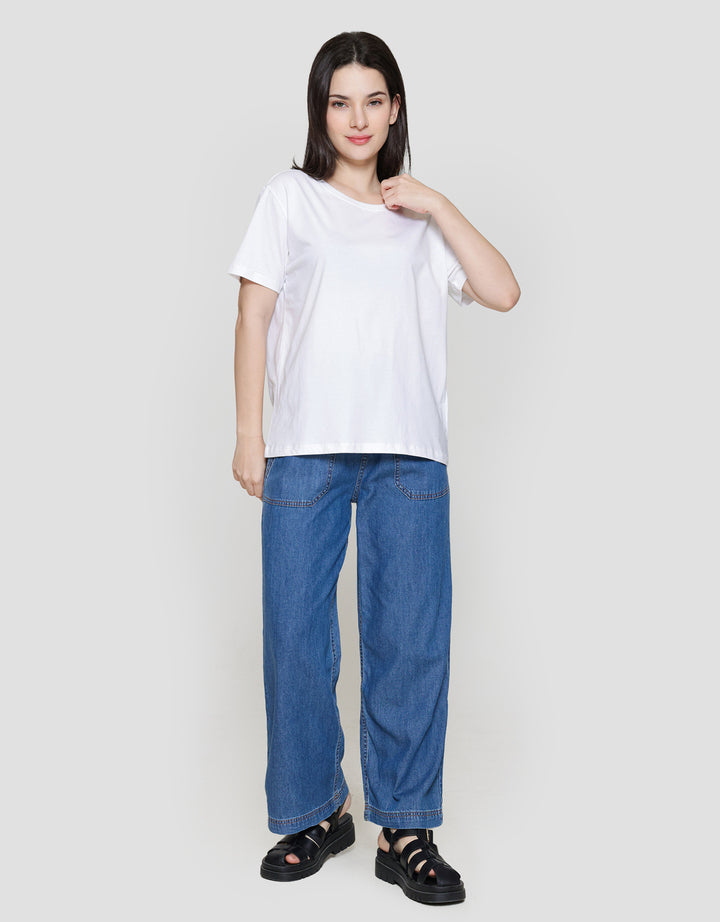 Connexion Knit Enzyme Basic Kaos Lengan Pendek Wanita