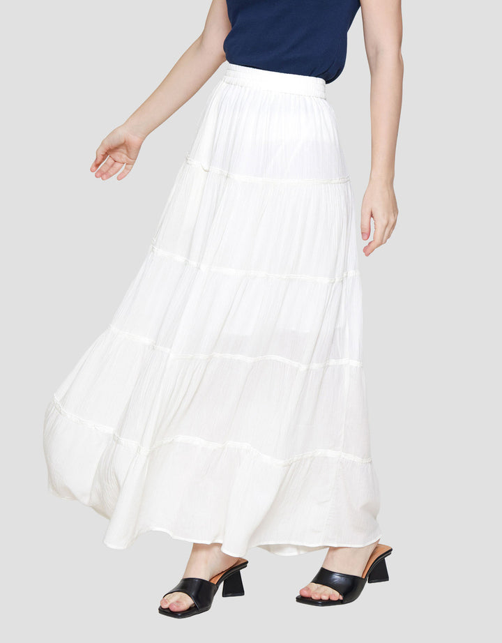 Nevada Tier Rayon Crinckle Rok Maxi Wanita