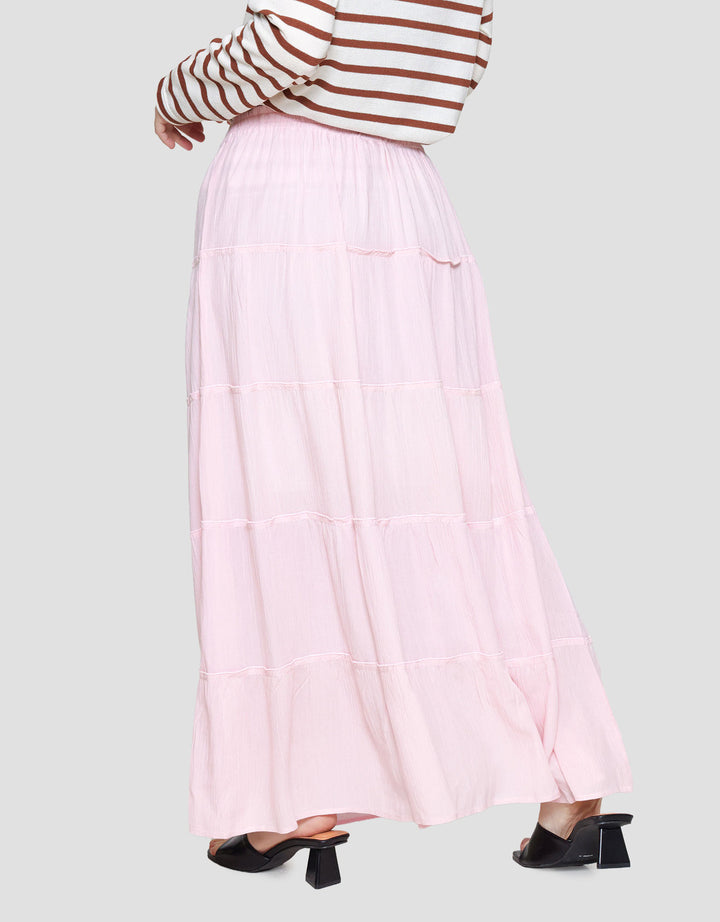 Nevada Tier Rayon Crinckle Rok Maxi Wanita